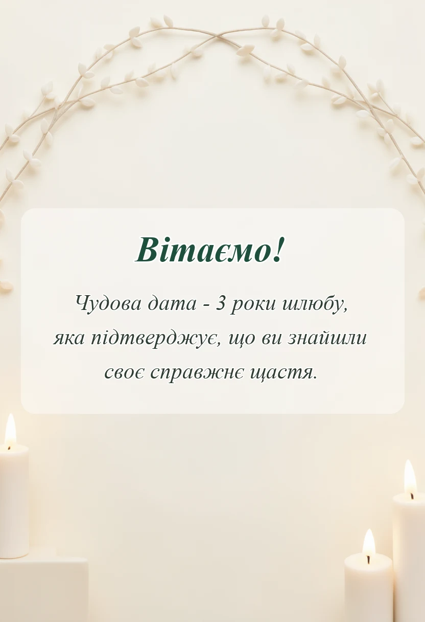 красива листівка: привітання з 3 роками весілля проза
