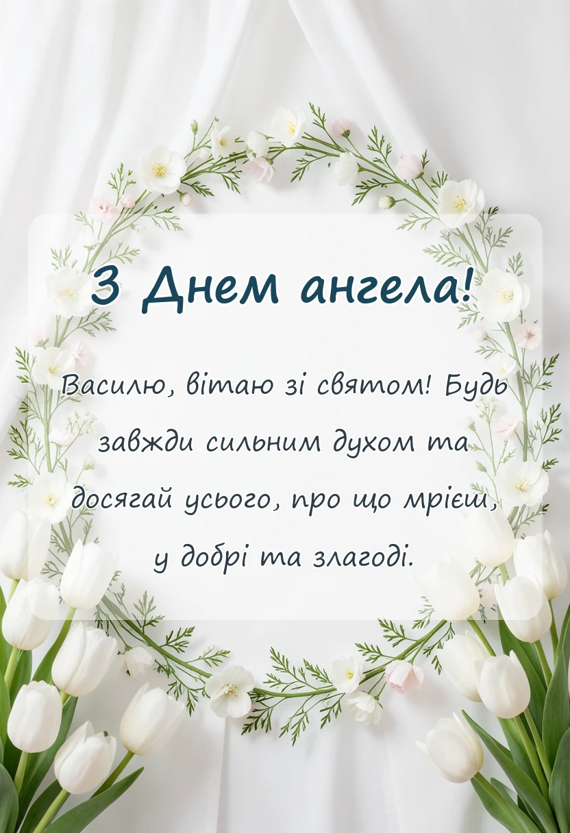вітальна листівка - привітання з днем ангела василя своїми словами