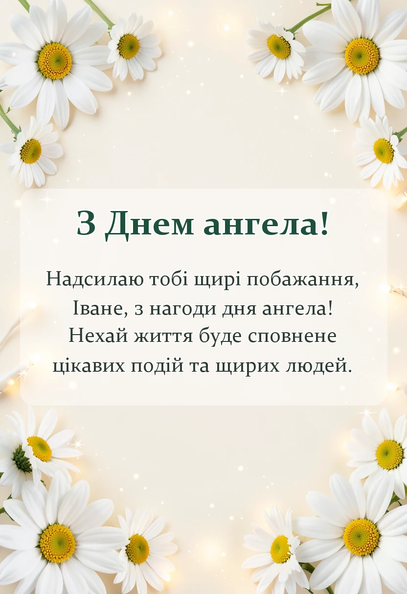 листівка з побажанням - привітання з днем ангела іван