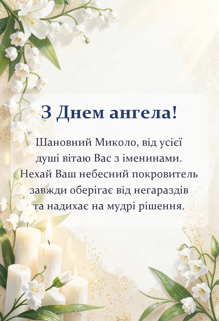 вітальна листівка - картинки з днем ангела миколи