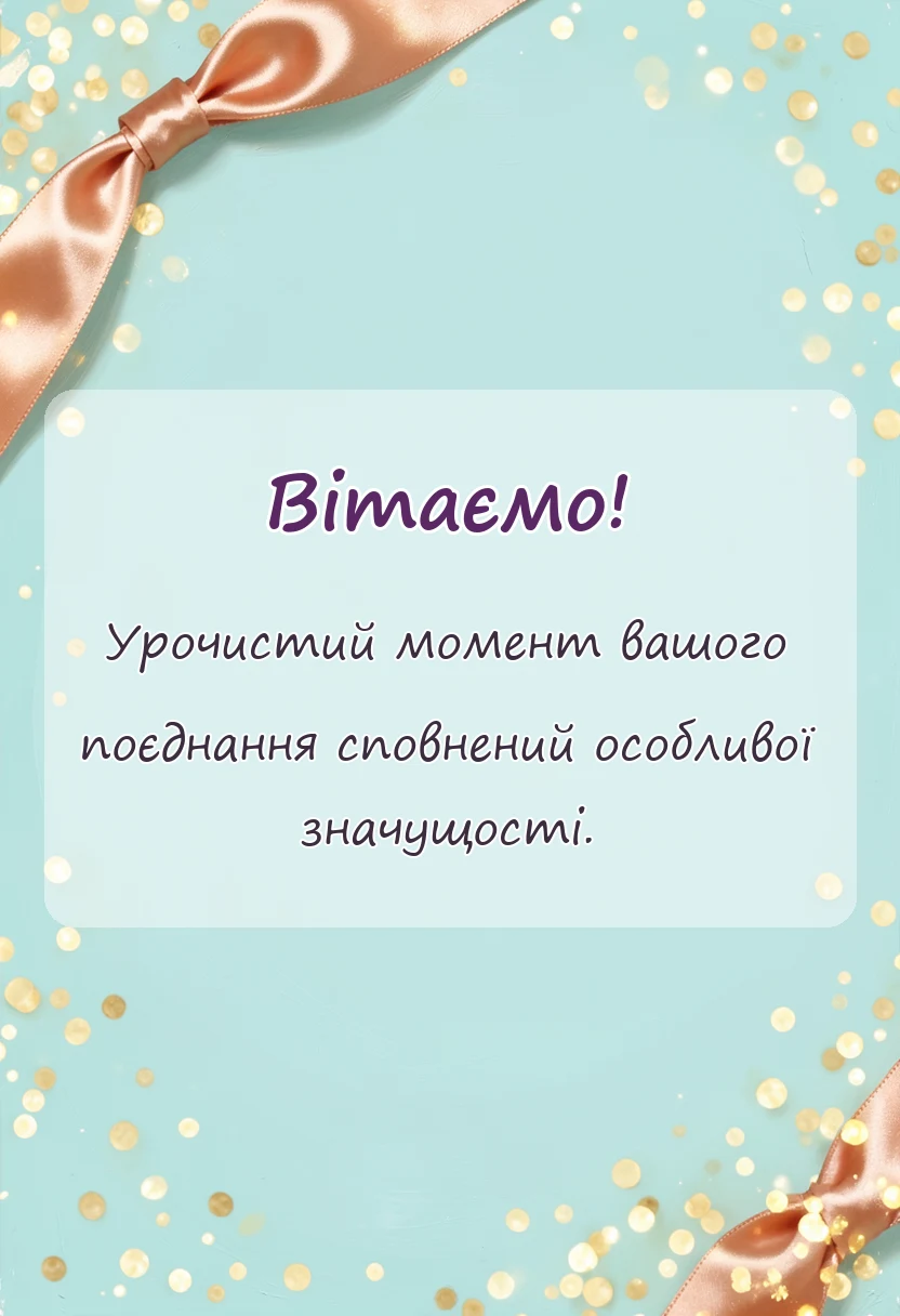 унікальна листівка - вітання з днем весілля молодятам