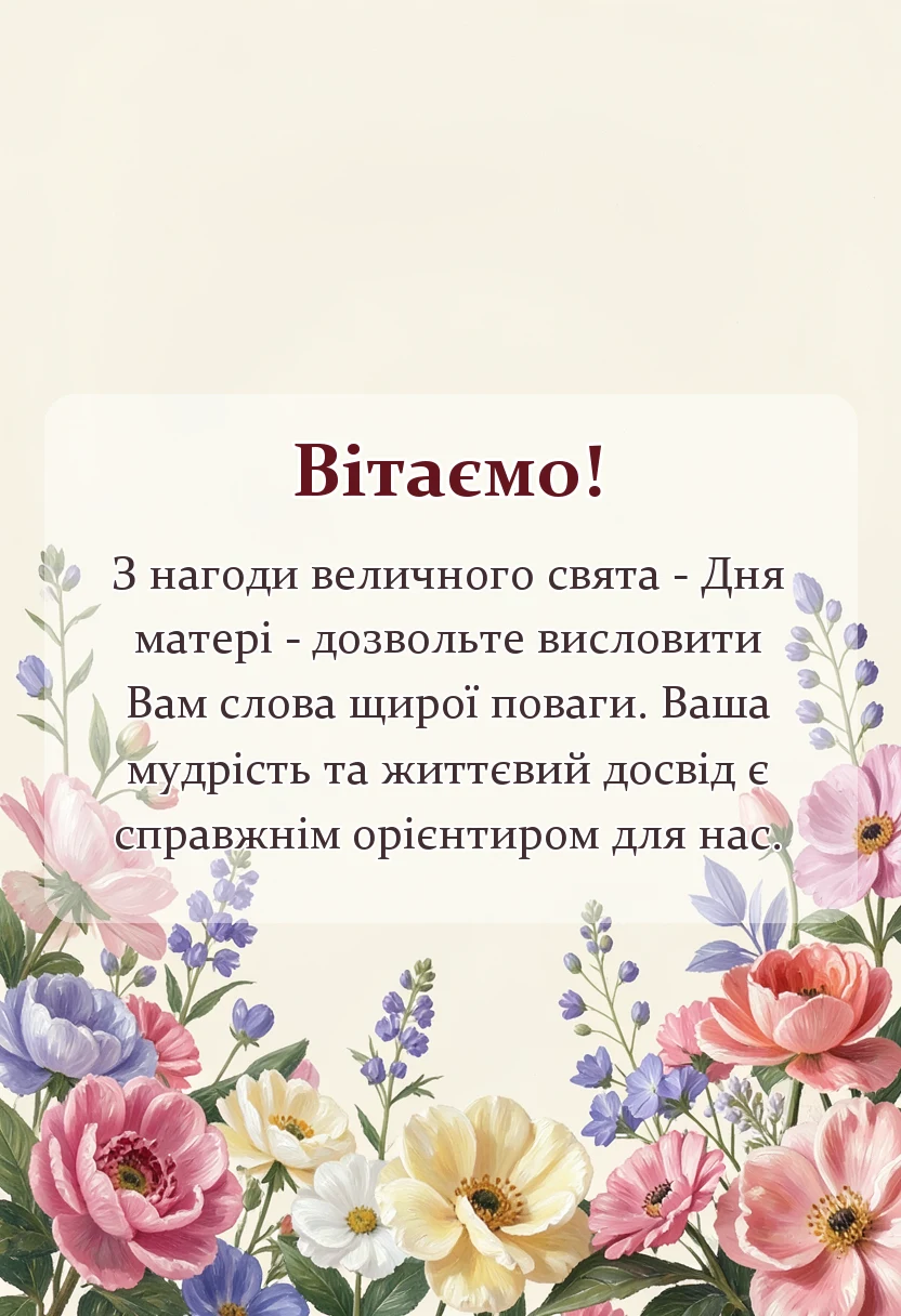 вітальна листівка - привітання з днем матері