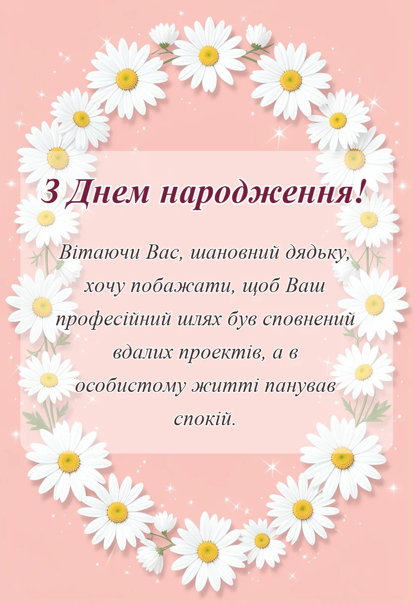 святкова картинка: привітання з днем народження дядькові