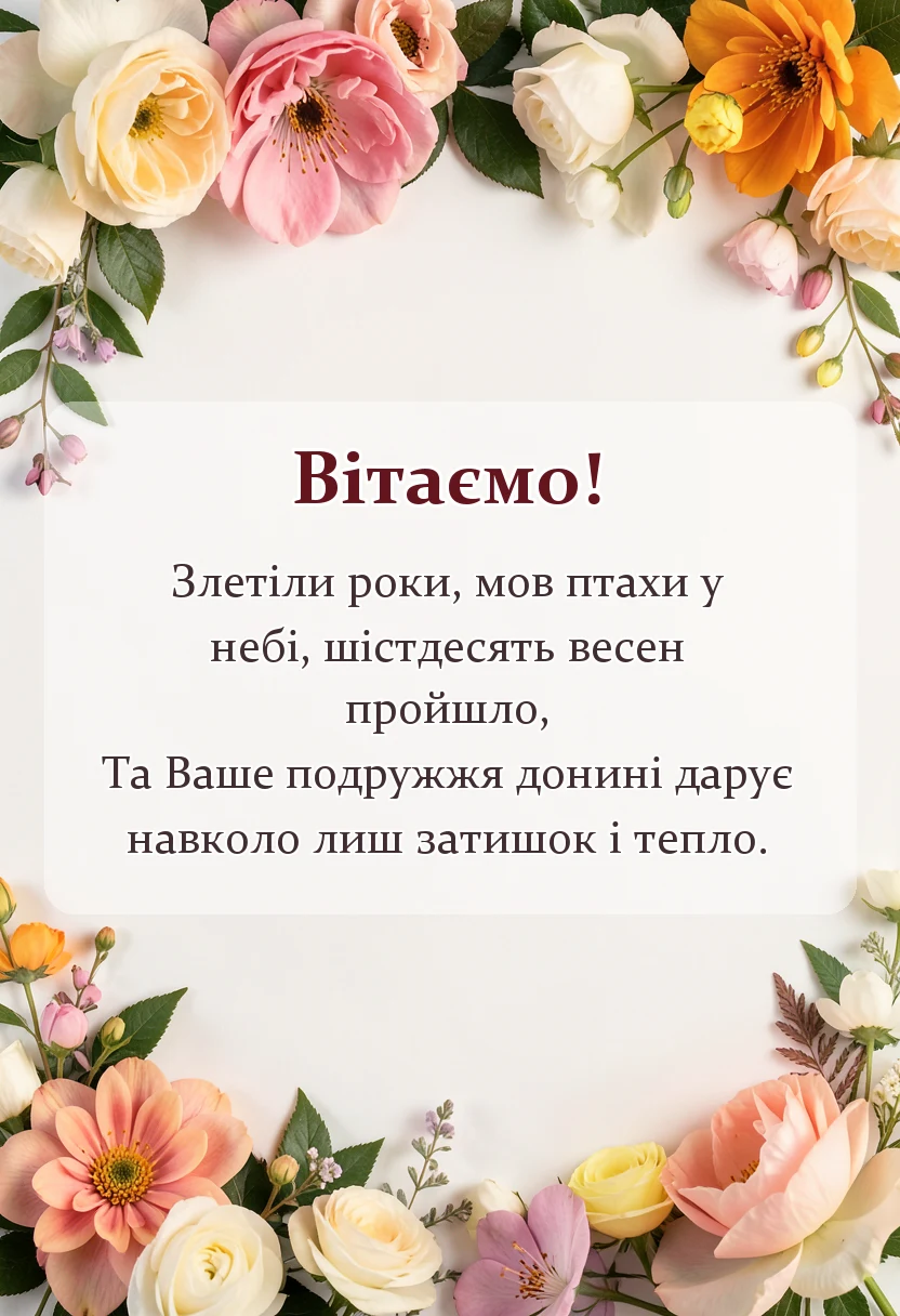 красива листівка: вітання з діамантовим весіллям у віршах