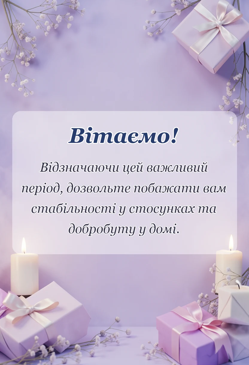 вітальна листівка - картинки з мусліновим весіллям
