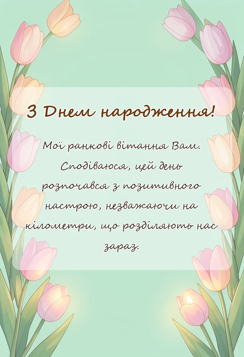унікальна листівка - привітання доброго ранку коханому на відстані