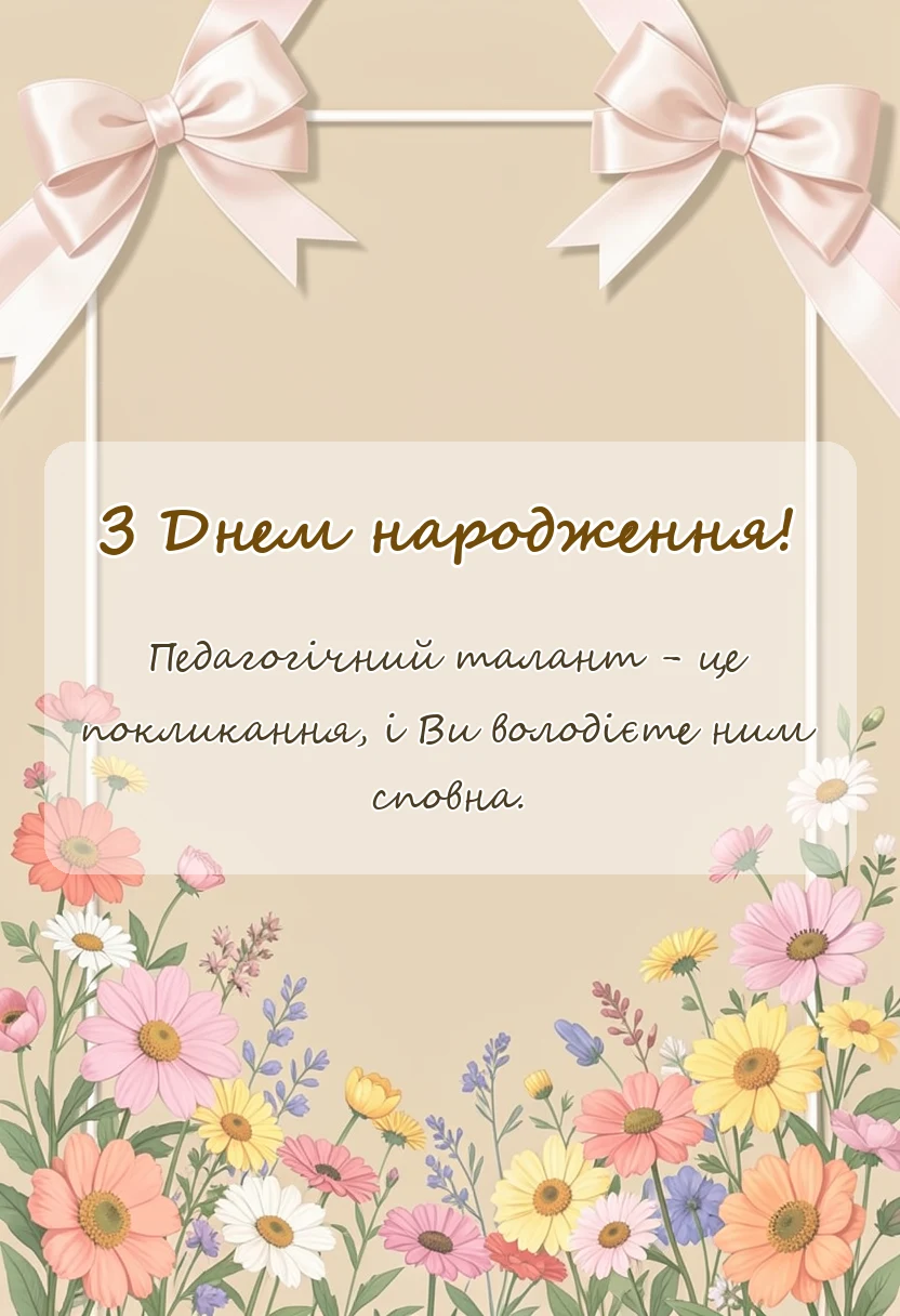 листівка з побажанням - зворушливе привітання з днем народження класному керівнику від батьків