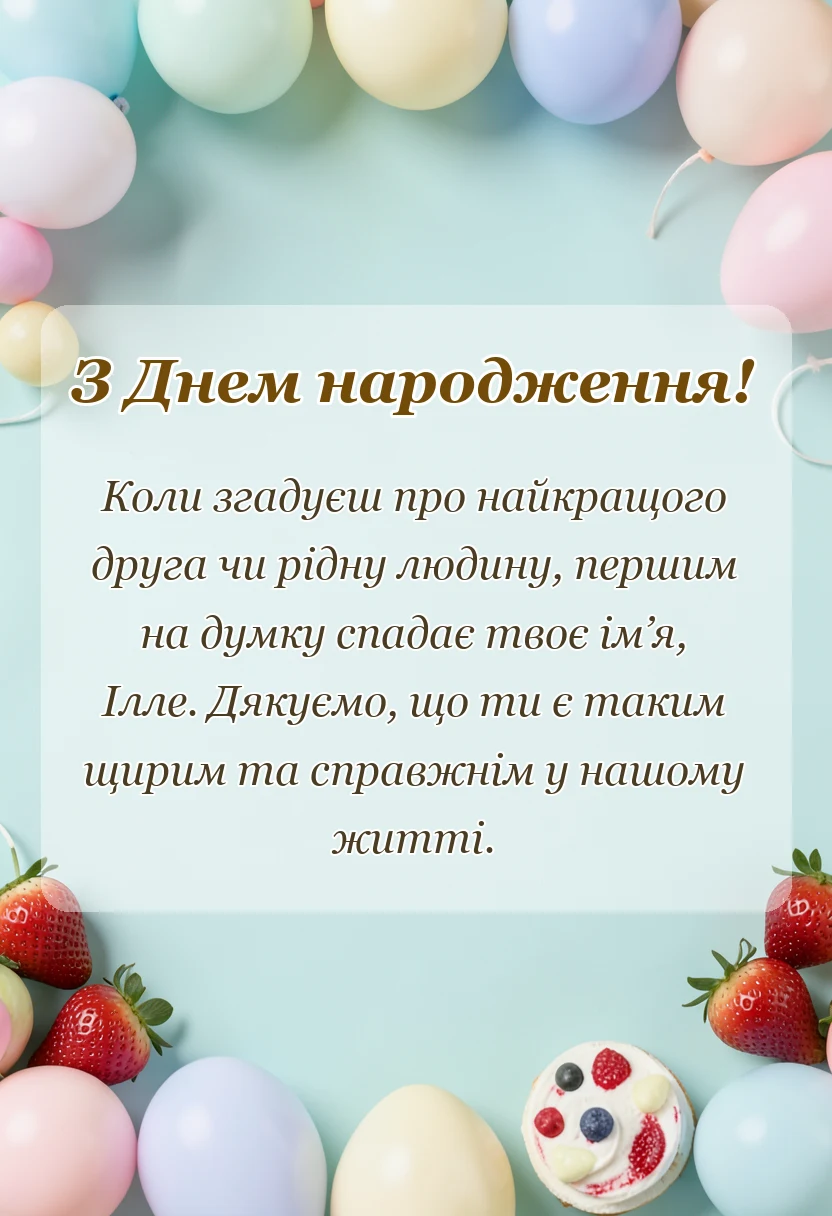 святкова картинка: картинки з днем народження іллі українською