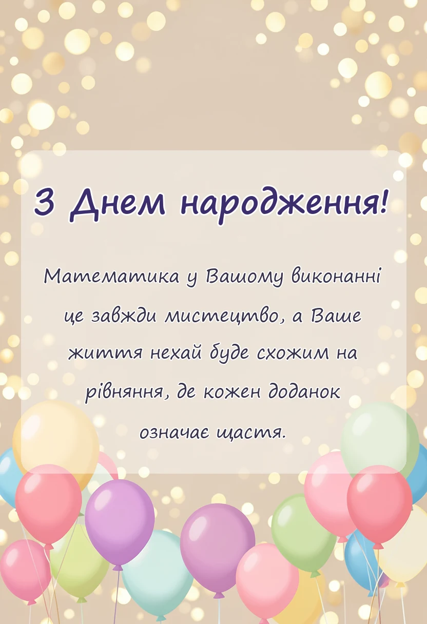 святкова картинка: математичні привітання з днем народження для вчителя колеги