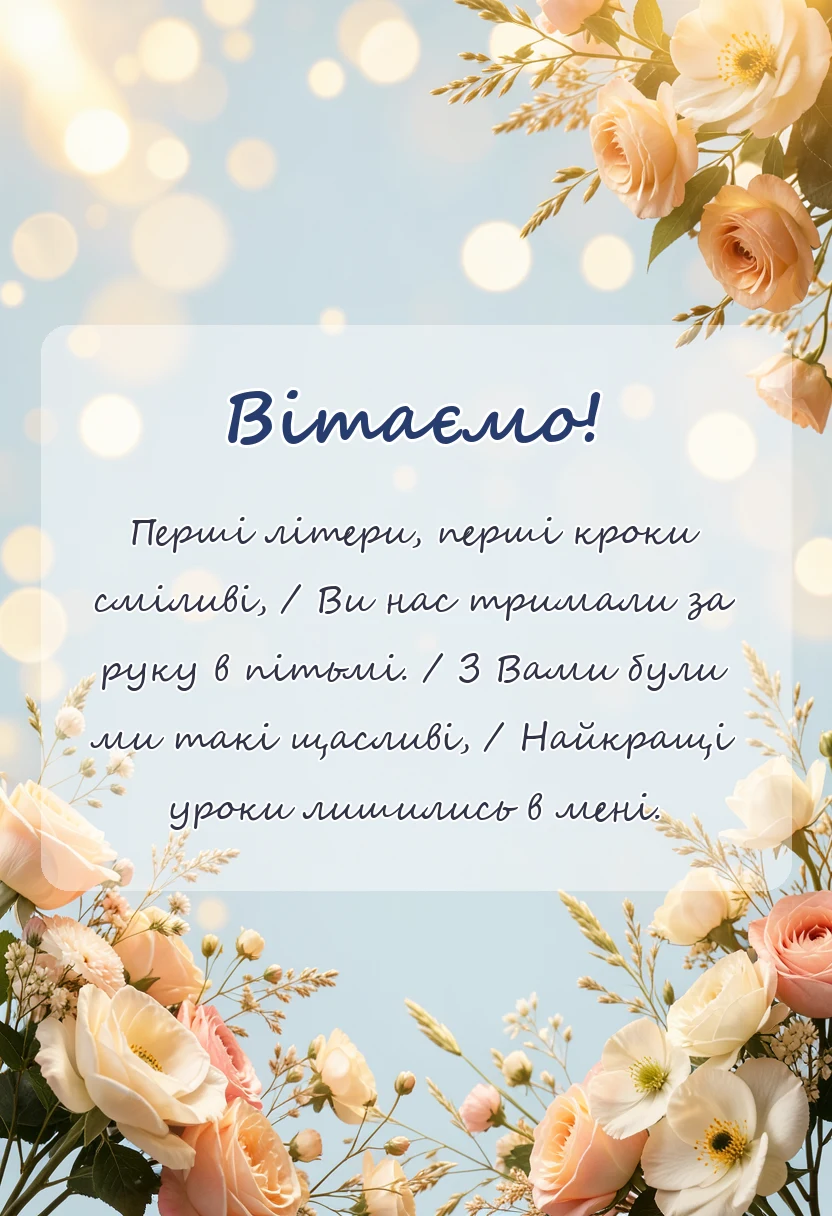 красива листівка: подяка першій вчительці від учнів у віршах