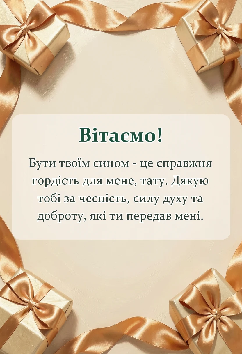 листівка з побажанням - подяка татові від сина