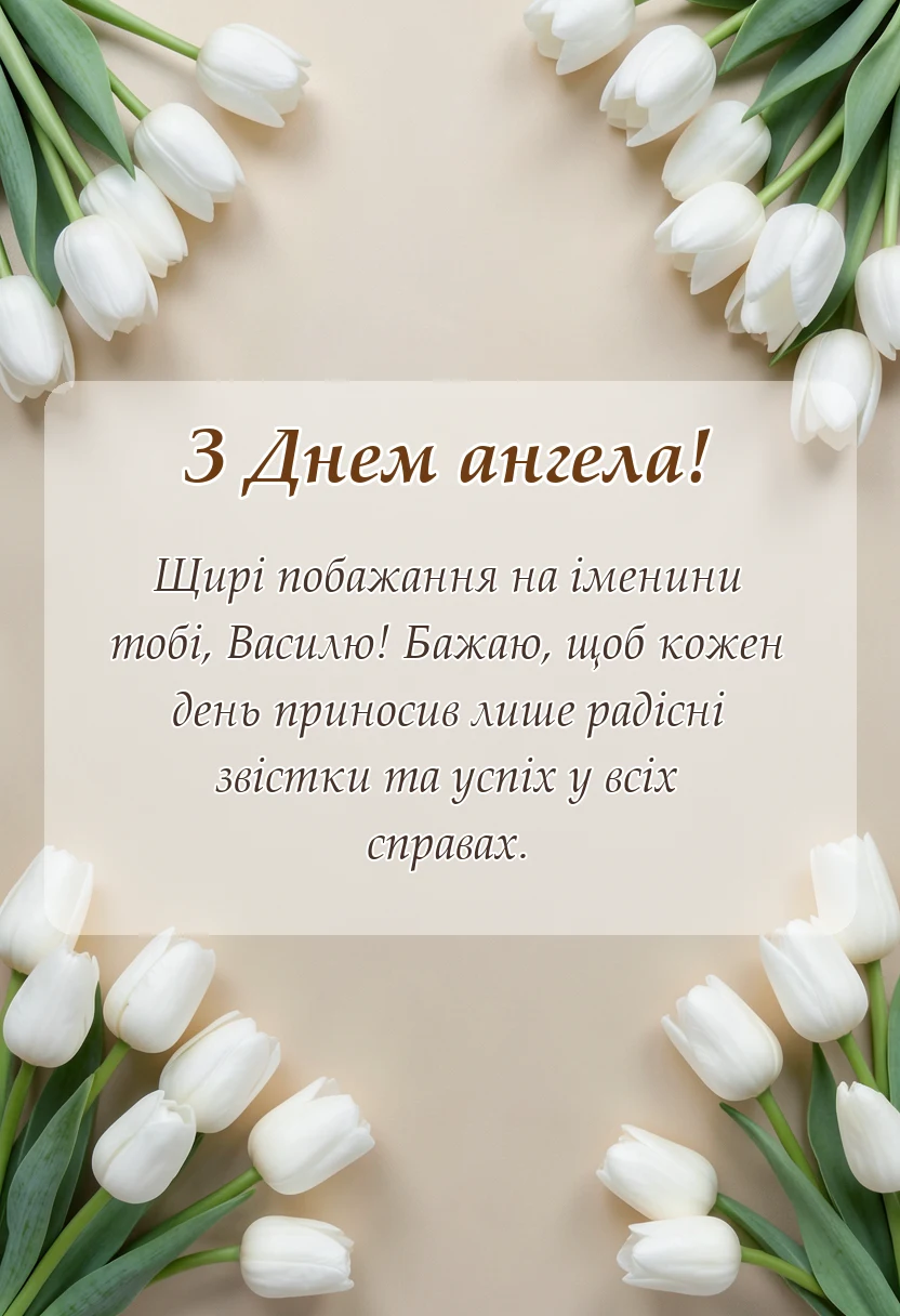 унікальна листівка - привітання з днем ангела василя своїми словами