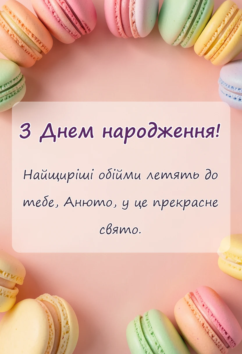красива листівка: привітання з днем народження ані
