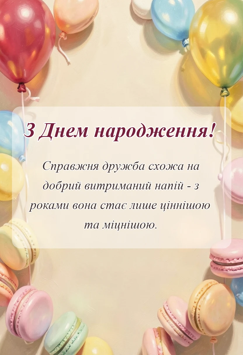 листівка з побажанням - привітання з днем народження другу