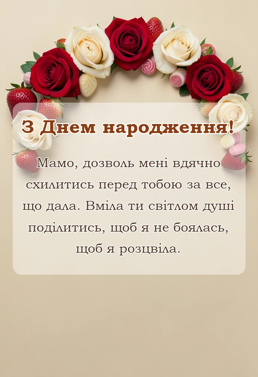 листівка з побажанням - подяка мамі вірш