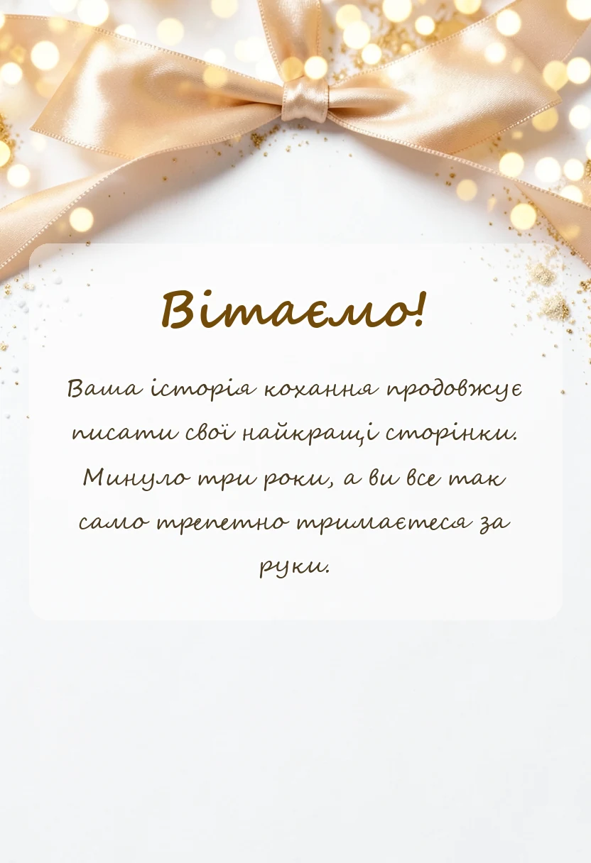 листівка з побажанням - привітання з 3 роками весілля проза