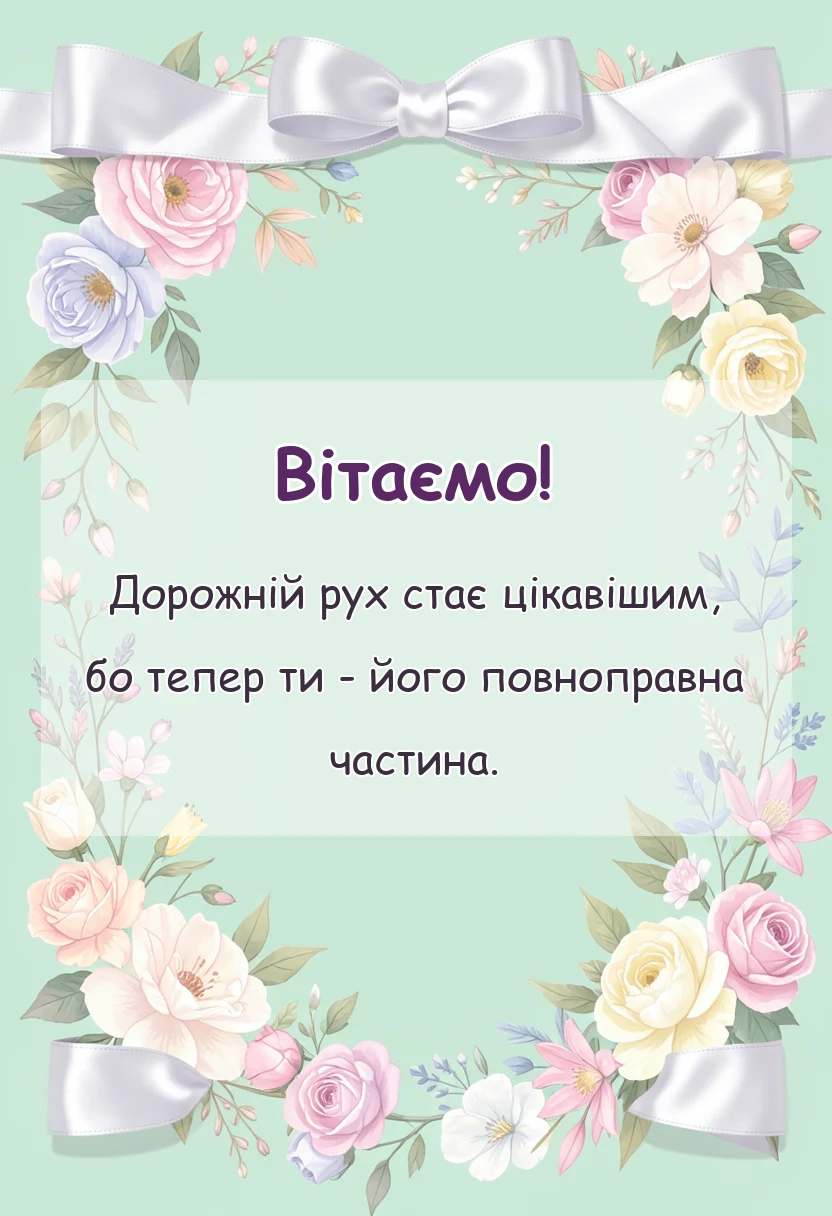 листівка з побажанням - картинки з отриманням прав своїми словами і у віршах
