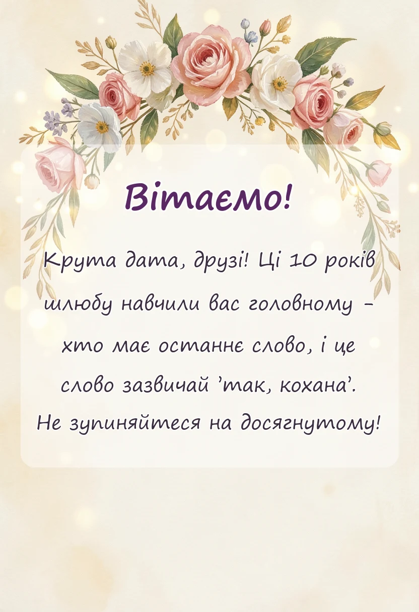 листівка з побажанням - картинки з 10 років весілля