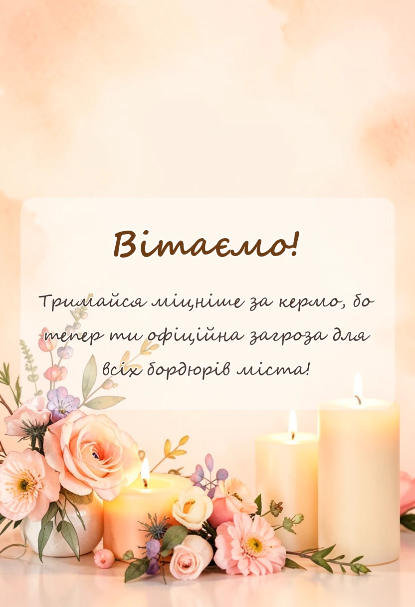 красива листівка: картинки з отриманням прав своїми словами і у віршах