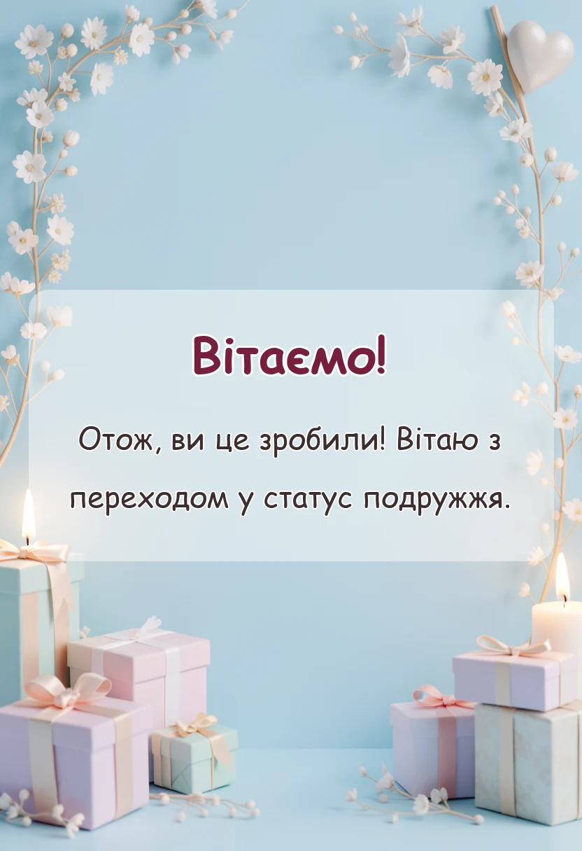 вітальна листівка - вітання з днем весілля молодятам