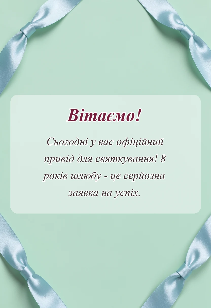 унікальна листівка - привітання з восьмою річницею весілля українською