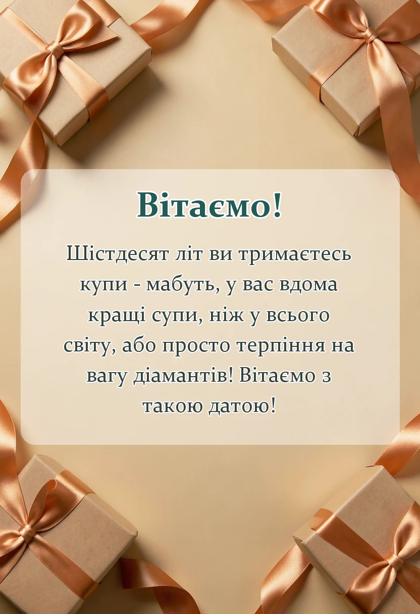 унікальна листівка - вітання з діамантовим весіллям у віршах
