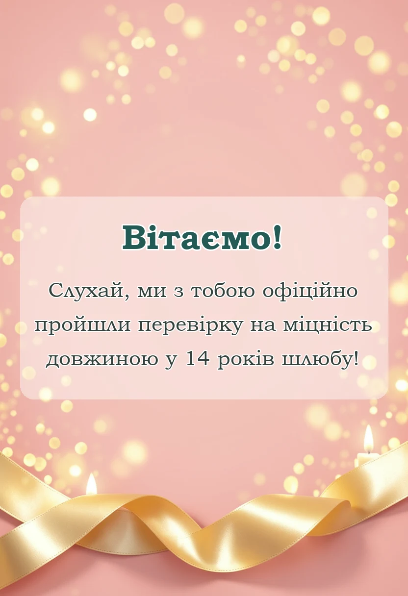 святкова картинка: привітання з 14 років весілля чоловіку