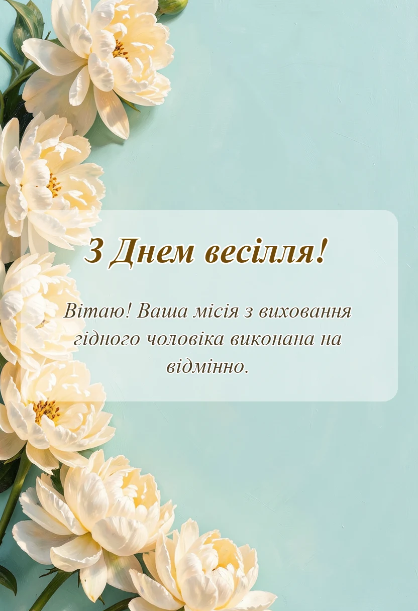 унікальна листівка - вітання батькам з одруженням сина картинки