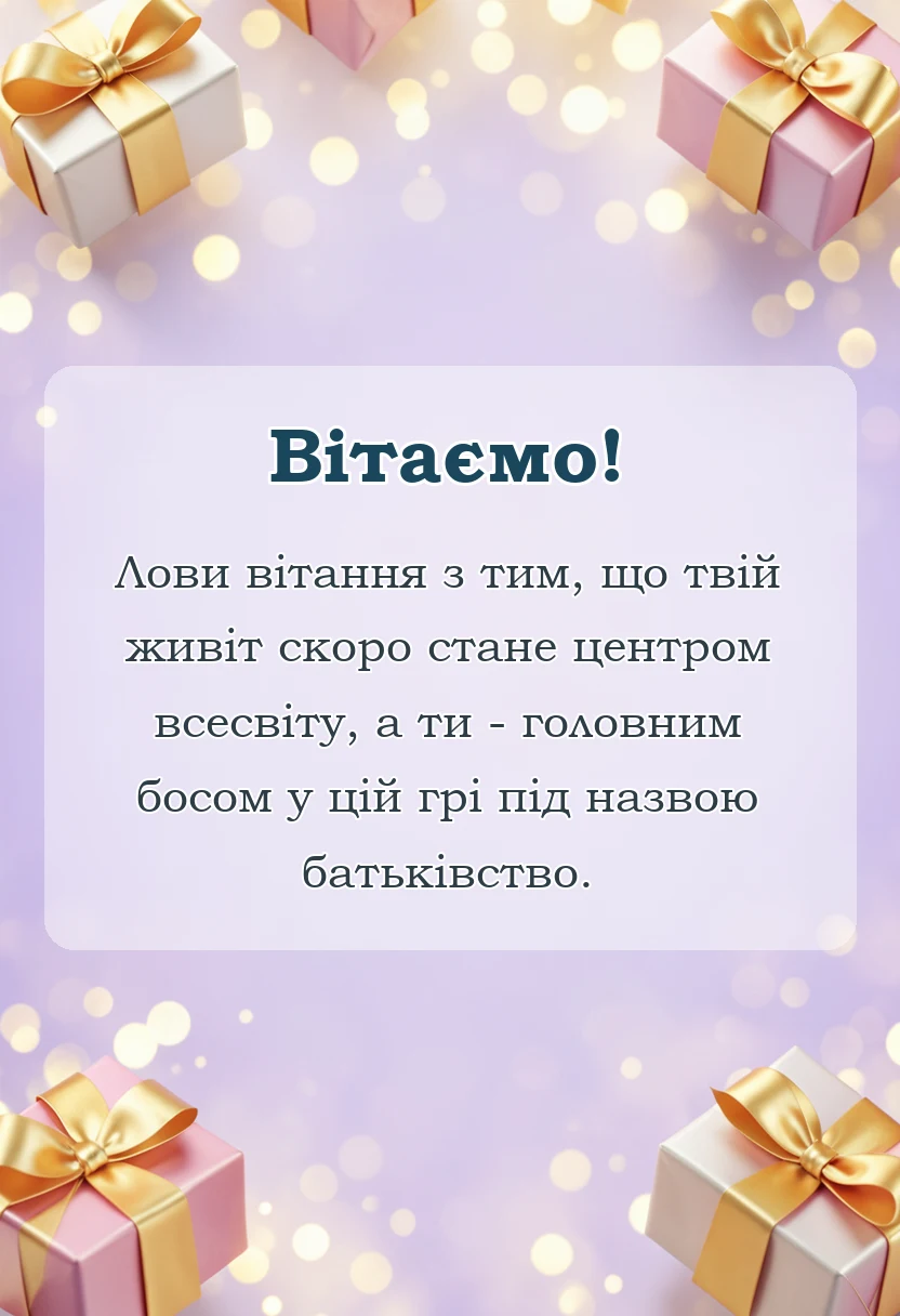 унікальна листівка - привітання з вагітністю