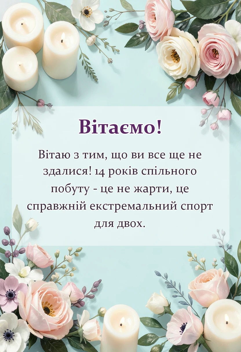 унікальна листівка - картинки з 14 роками весілля