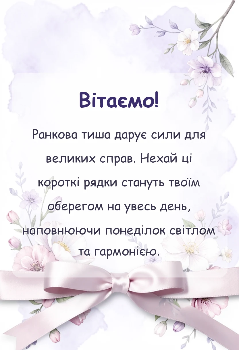 унікальна листівка - картинки мирного понеділка українською