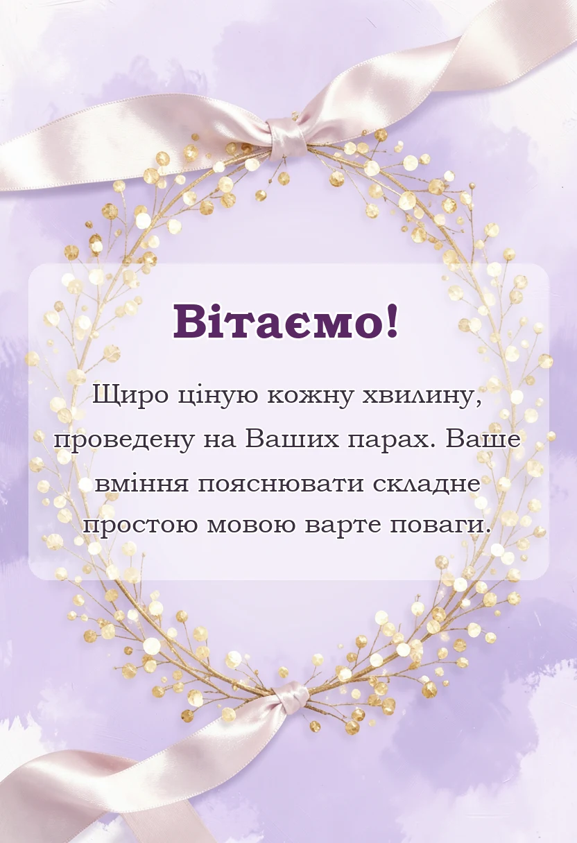 унікальна листівка - подяка викладачу своїми словами у прозі