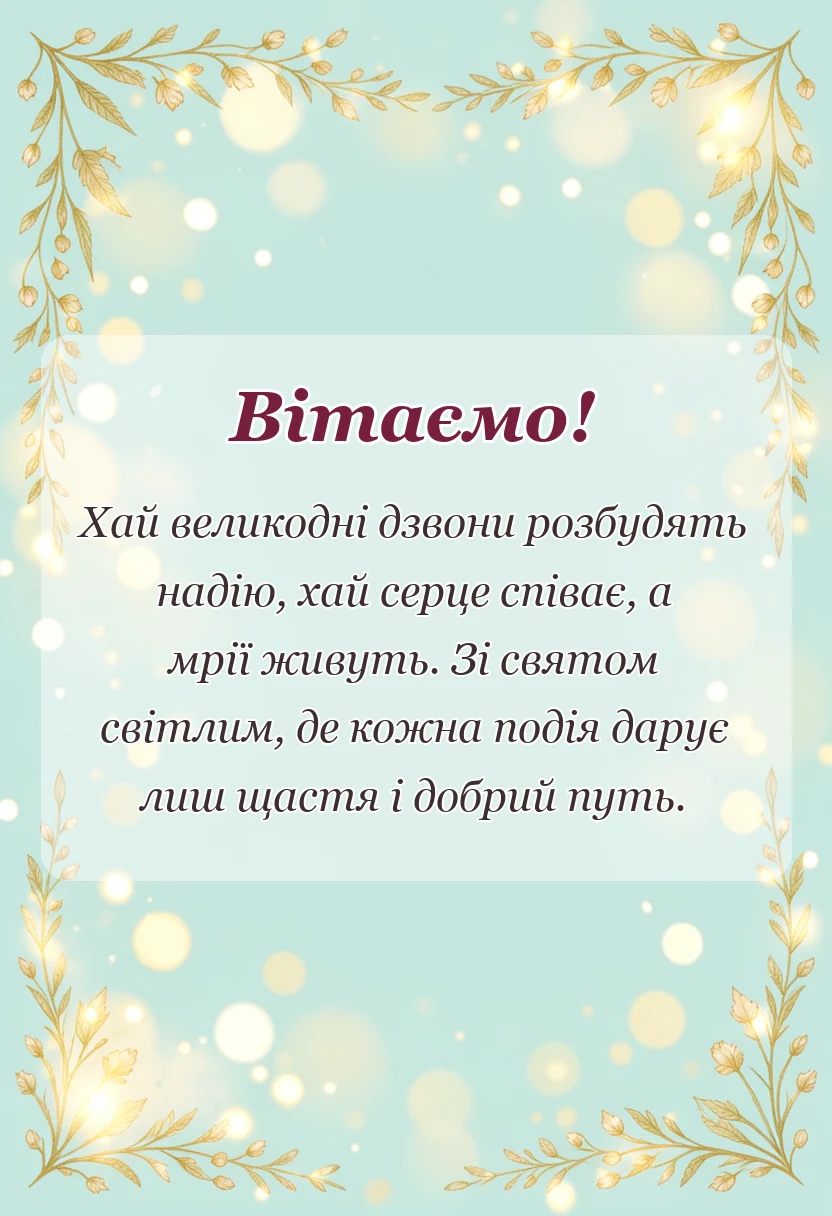 вітальна листівка - привітання з великоднем з картинками