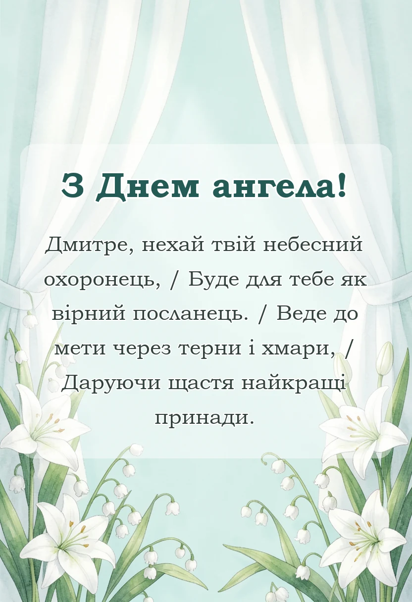 листівка з побажанням - привітання з днем дмитра