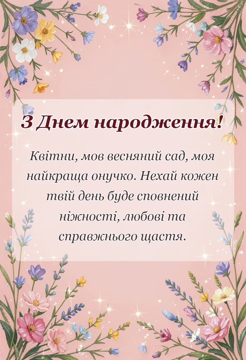 унікальна листівка - привітання з днем народження внучці