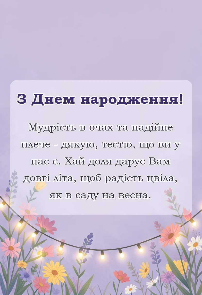 вітальна листівка - привітання з днем народження для тестя