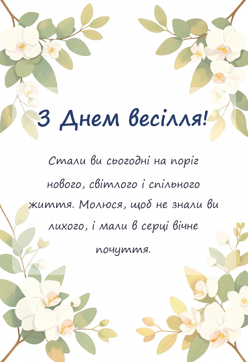 вітальна листівка - вірші привітання на весілля від мами