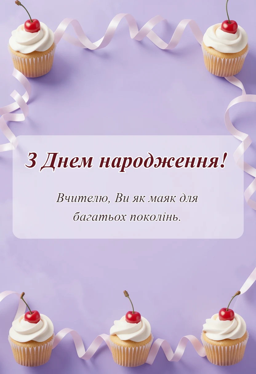 листівка з побажанням - привітання вчителя з днем народження