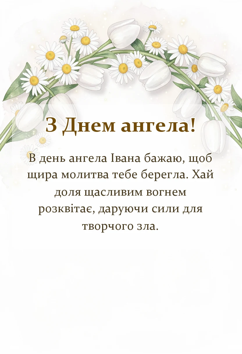 унікальна листівка - привітання з днем ангела іван
