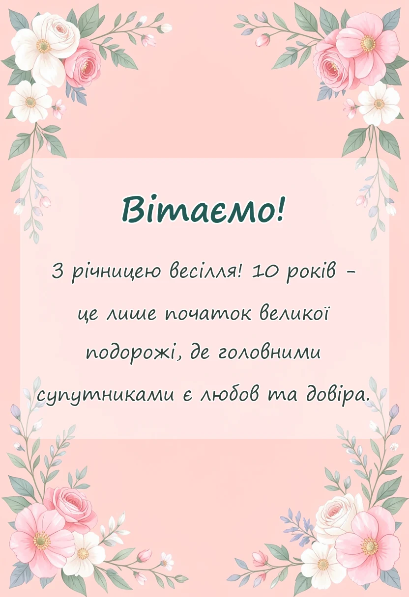 вітальна листівка - картинки з 10 років весілля