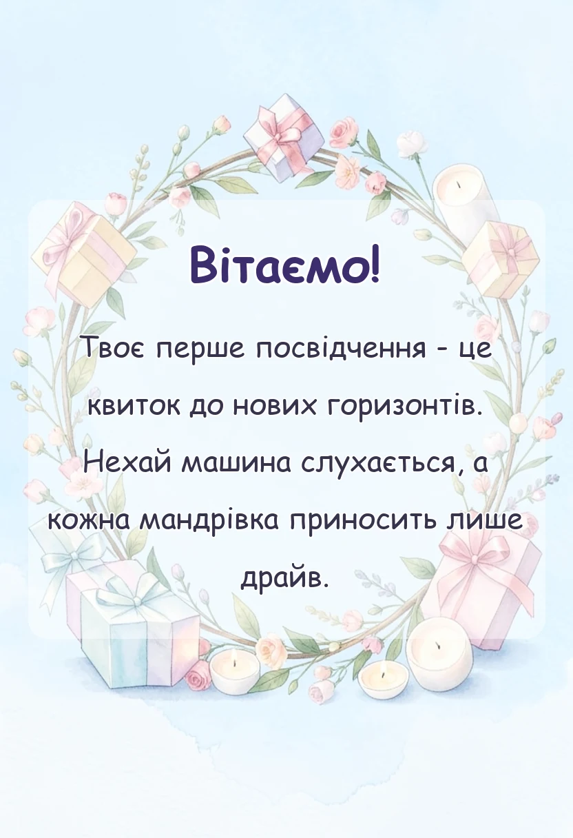 унікальна листівка - картинки з отриманням прав своїми словами і у віршах