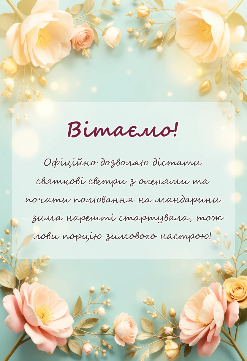 красива листівка: картинки з першим днем зими