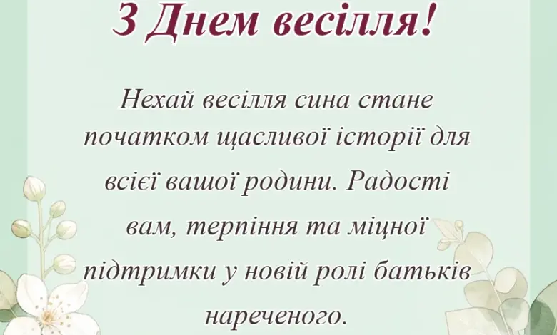 вітальна листівка - вітання батькам з одруженням сина картинки