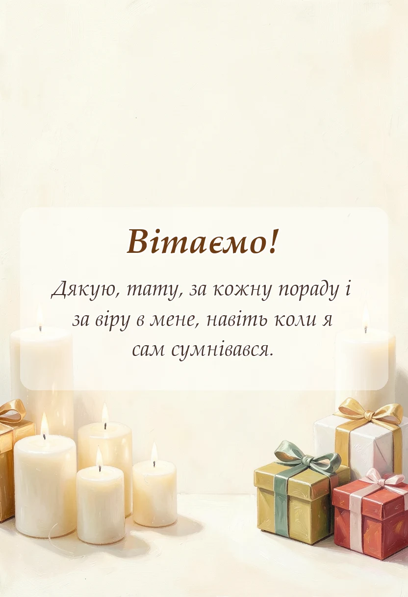вітальна листівка - подяка татові від сина