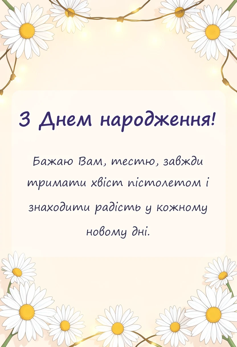 вітальна листівка - привітання з днем народження для тестя