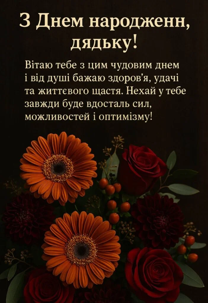 Привітання з днем народження дядькові у квітах
