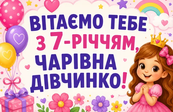 Вітання з днем народження для дівчинки семи років
