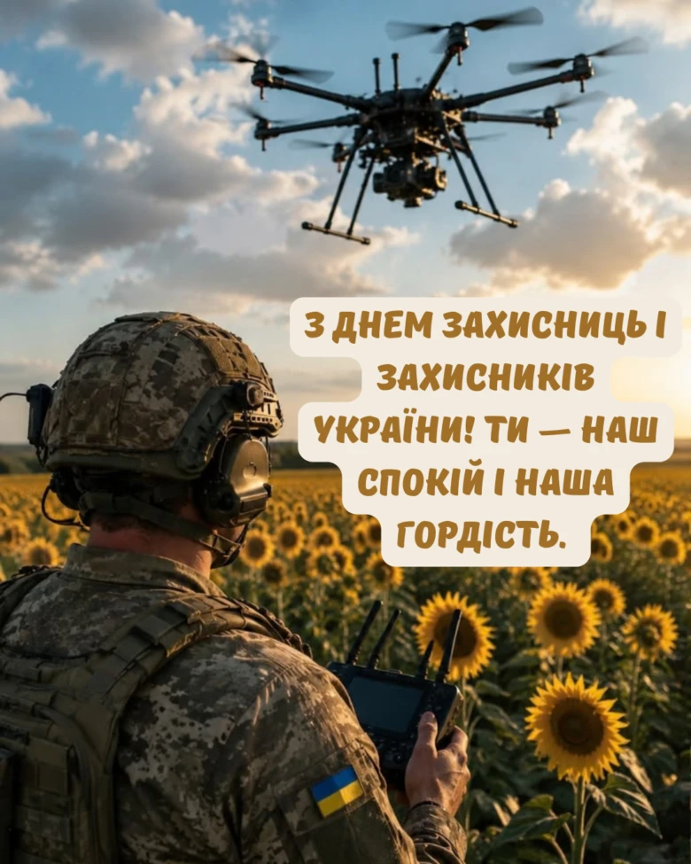 З Днем захисника! Солдат з дронів серед соняшників.