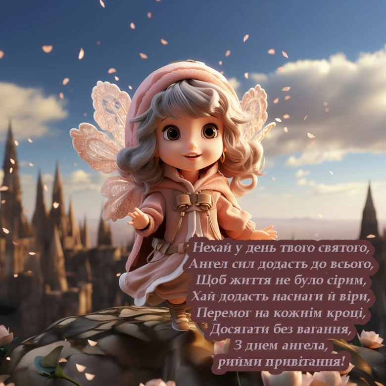 Красива фея з віршем про день ангела