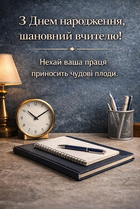 Підемо вчителеві привітання з днем народження на робочому столі.